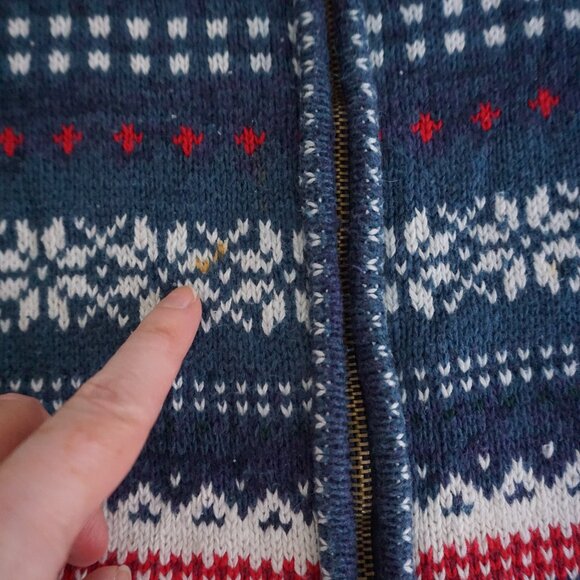 VTG Tiara International Fair Isle Zip Cardigan 45% Cotton Cabincore Holiday L - Picture 11 of 11